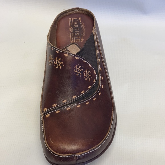 Spring Step L’Artiste brown hand painted clog Chino Clog mule open back comfort - Picture 15 of 16
